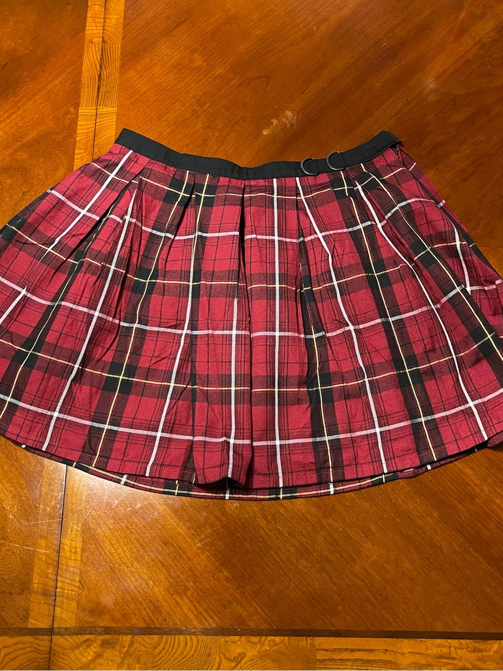 Hot Topic Red Plaid Circle Skater Skirt
